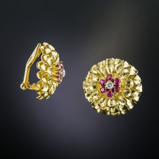 Tiffany & Co. Ruby and Diamond Clip Earrings 