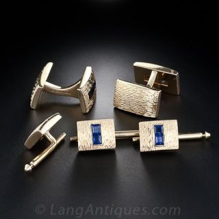Tiffany  & Co, Sapphire Cufflinks and Stud Set