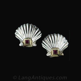Tiffany   Co. Scallop Shell Earrings Main View