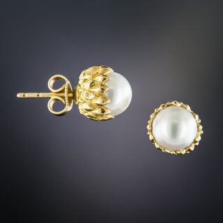 Tiffany & Co. Schlumberger Cultured Pearl Thistle Earrings 