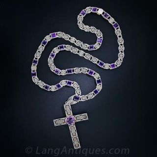 Tiffany & Co. Silver and Amethyst Cross Necklace