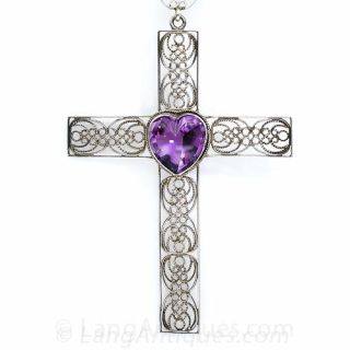 Tiffany & Co. Silver and Amethyst Cross Necklace
