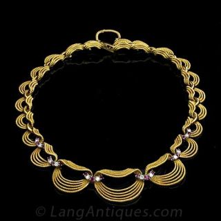Tiffany & Company Gold Necklace with Rubies and Diamonds