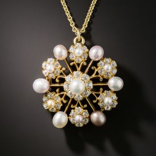 Tiffany Natural Pearl and Diamond Brooch/Pendant, Circa 1890 - 2