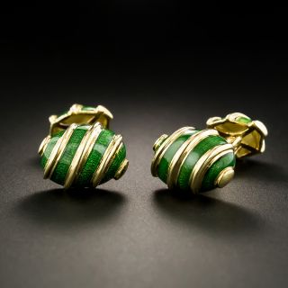 Tiffany Schlumberger Green Enamel Cufflinks - 2