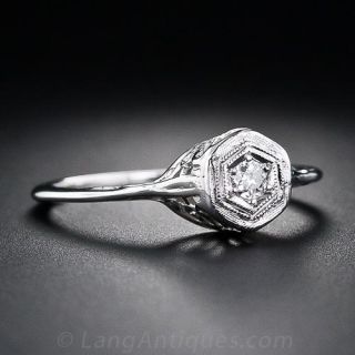 Tiny Filigree Diamond Ring
