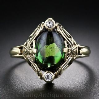 Tourmaline and Diamond Arts & Crafts Ring