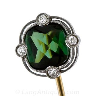 Tourmaline and Diamond Stick Pin