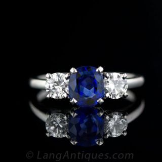 Traditional Sapphire and Diamond Three-Stone Ring
