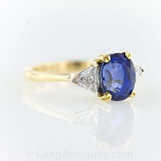 Traditional Sapphire and Diamond Three-Stone Ring