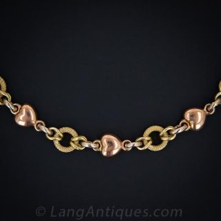 Tri-color Gold Heart Necklace
