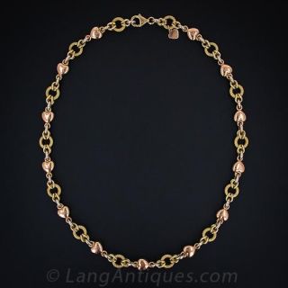 Tri-color Gold Heart Necklace
