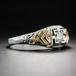 Tri-Color Vintage Diamond Engagement Ring