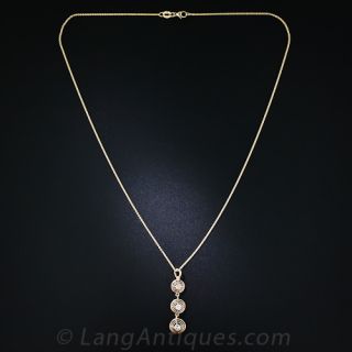Triple Diamond Art Deco Drop Pendant