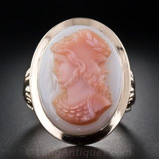 Triple-Headed Hardstone Cameo Ring