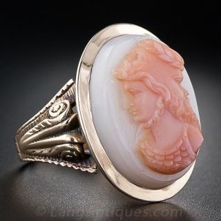 Triple-Headed Hardstone Cameo Ring
