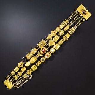 Triple Victorian Multi-Charm Slide Bracelet - 2