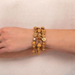 Triple Victorian Multi-Charm Slide Bracelet