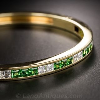 Tsavorite Garnet and Diamond Bangle Bracelet