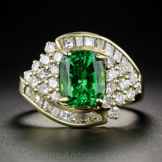Tsavorite Garnet and Diamond Contemporary Ring