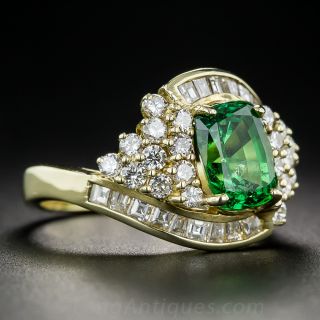 Tsavorite Garnet and Diamond Contemporary Ring
