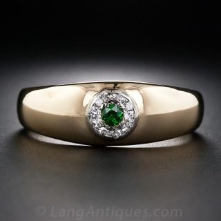 Tsavorite Garnet and Diamond Gents Ring
