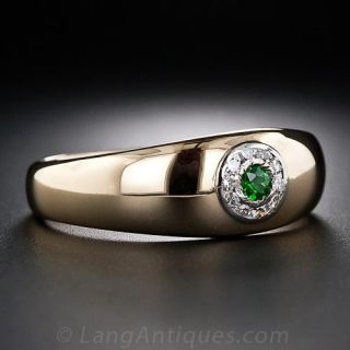 Tsavorite Garnet and Diamond Gents Ring