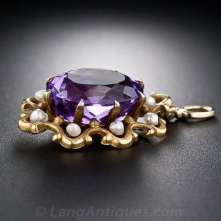 Turn-of-the-Century Amethyst  and Pearl Pendant