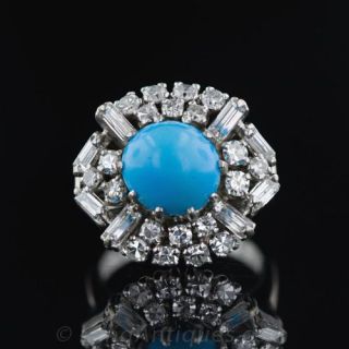 Turquoise and Diamond Cocktail Ring