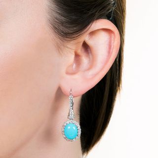 Turquoise and Diamond Drop Earrings 
