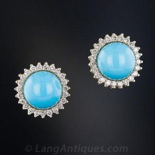 Turquoise and Diamond Earrings