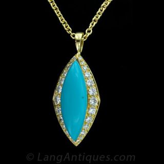 Turquoise and Diamond Pendant Main View