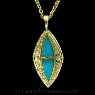 Turquoise and Diamond Pendant
