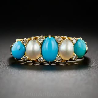 Turquoise and Natural Pearl Ring