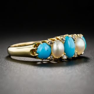 Turquoise and Natural Pearl Ring