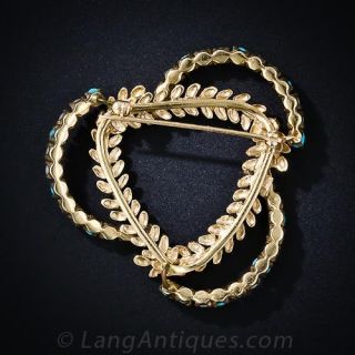 Turquoise and Pearl Trefoil Wreath Brooch