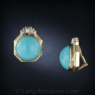 Turquoise Diamond Gold Earrings
