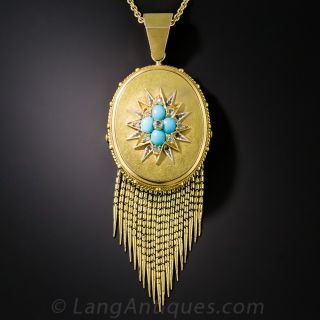 Turquoise Fringe Locket Pendant