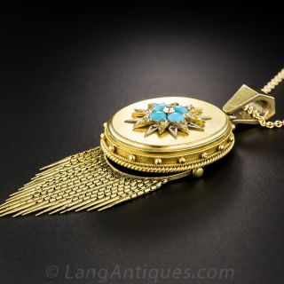Turquoise Fringe Locket Pendant