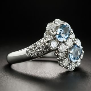 Twin Stone Aquamarine Platinum Diamond Ring