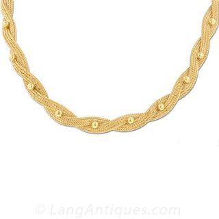 Twisted Mesh Gold Necklace