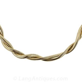 Twisted Retro Gold Necklace