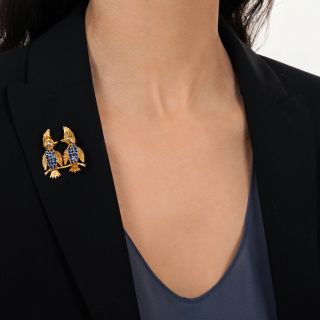 Two Little Dickie Birds Brooch