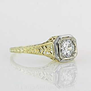 Two Tone .46 Carat Diamond Solitaire