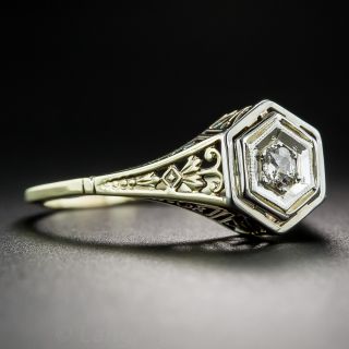 Two-Tone Diamond Solitaire Vintage Engagement Ring