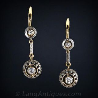 Two-Tone Early 20th Century Diamond Drop Earrings
