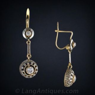 Two-Tone Early 20th Century Diamond Drop Earrings