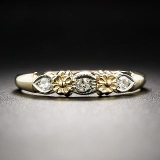 Two-Tone Floral Diamond Wedding Band