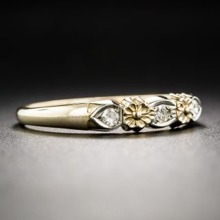 Two-Tone Floral Diamond Wedding Band