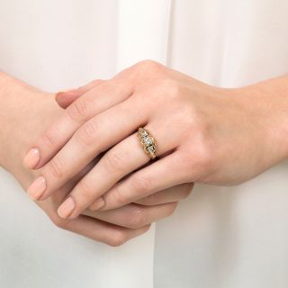 Two-Tone Gold and Diamond Retro Engagement Ring